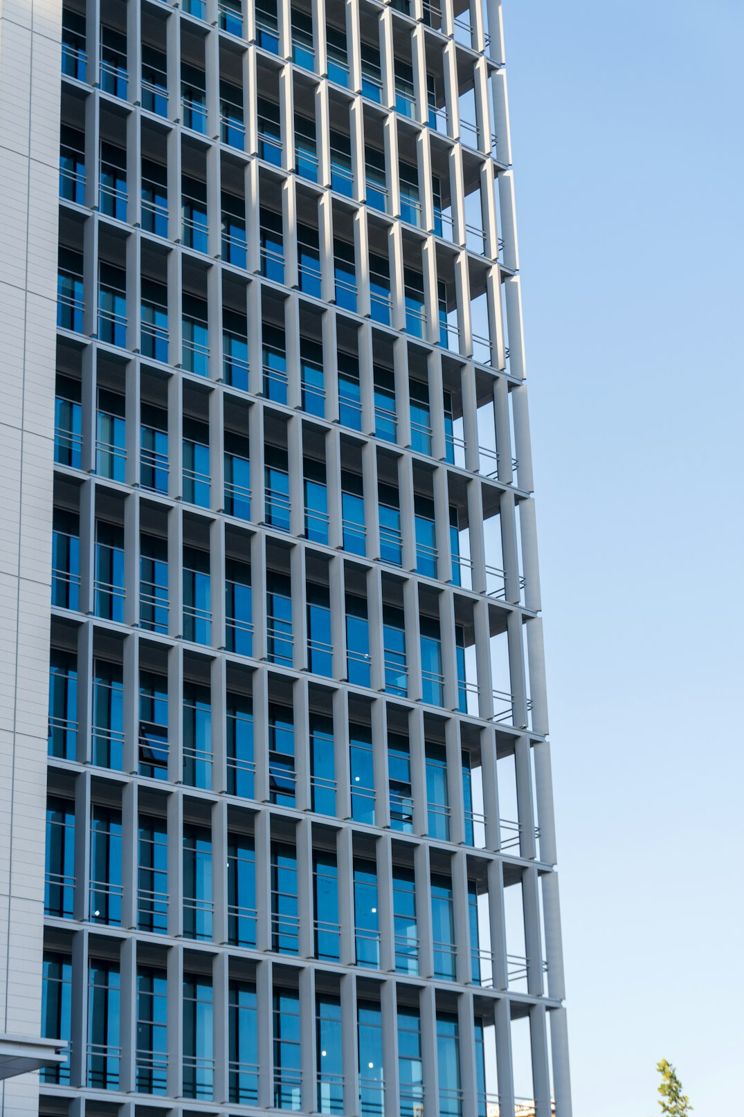 Modern office building exterior with glass facade